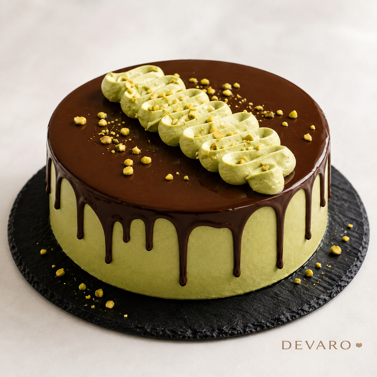 Pistachio Chocolate Drip Celebration Cake
