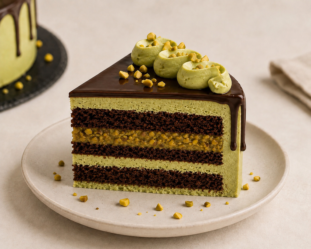 Pistachio Chocolate Drip Celebration Cake