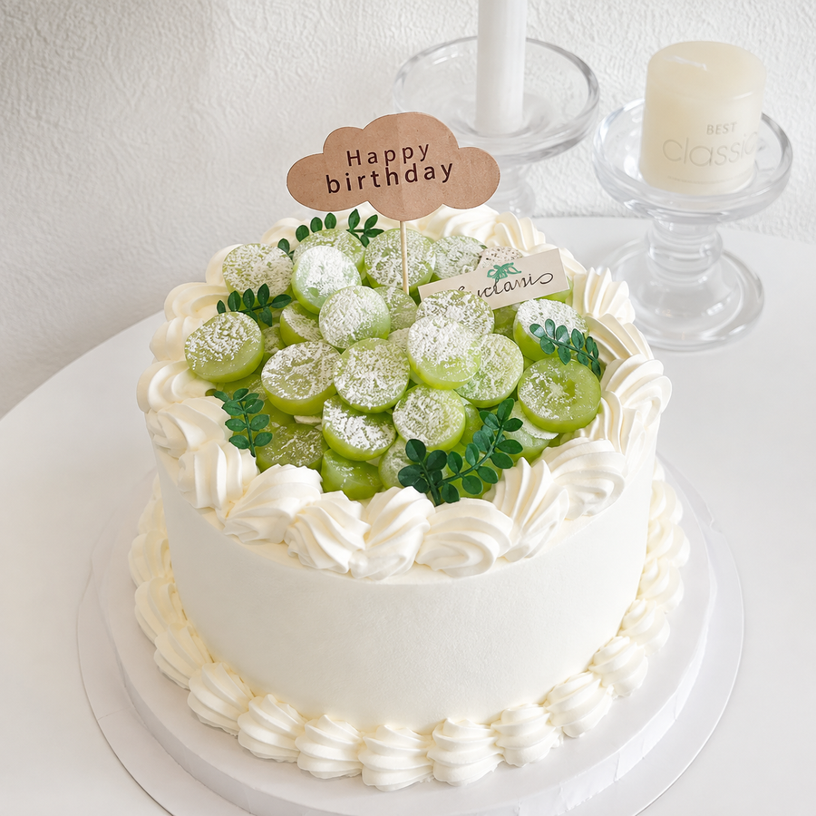 Fresh Green Grape Cream Celebration Cake